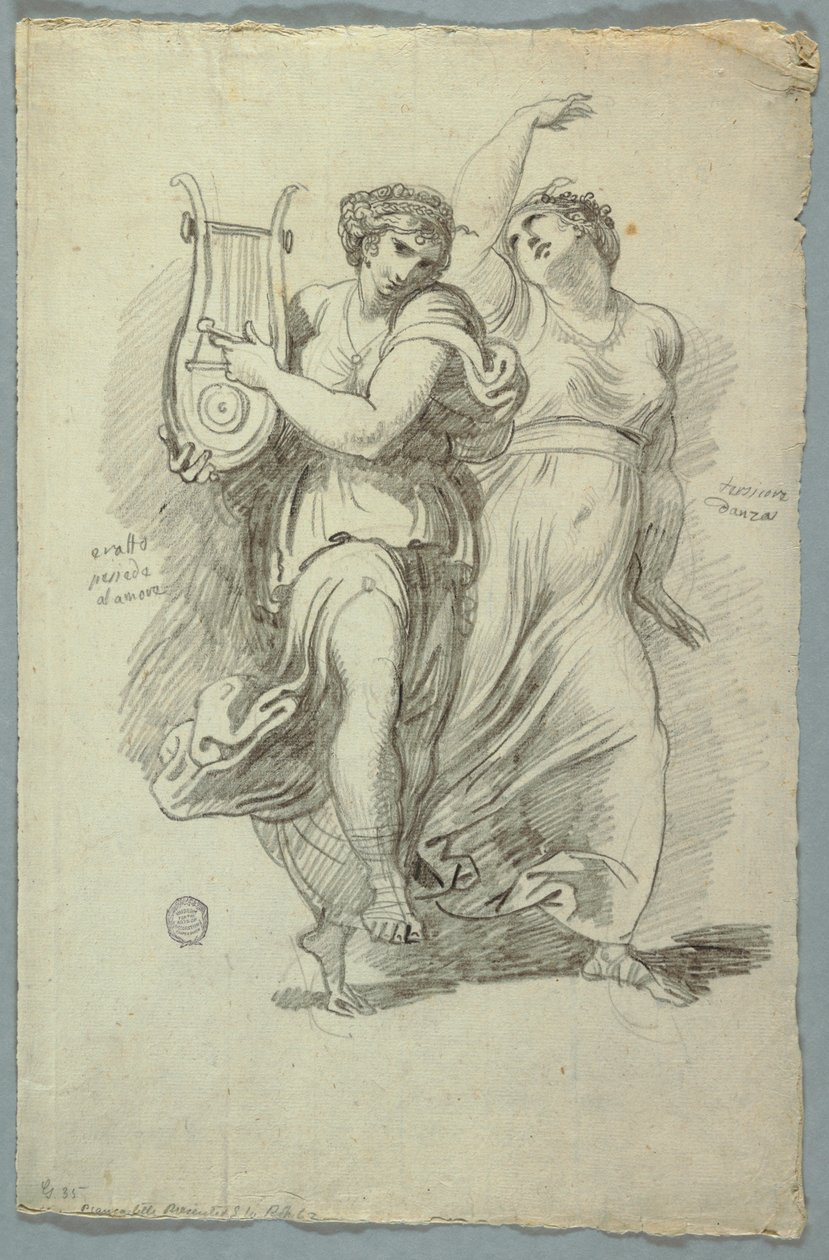 Tersicore, Musa della danza ed Erato, Musa della poesia amorosa da Felice Giani