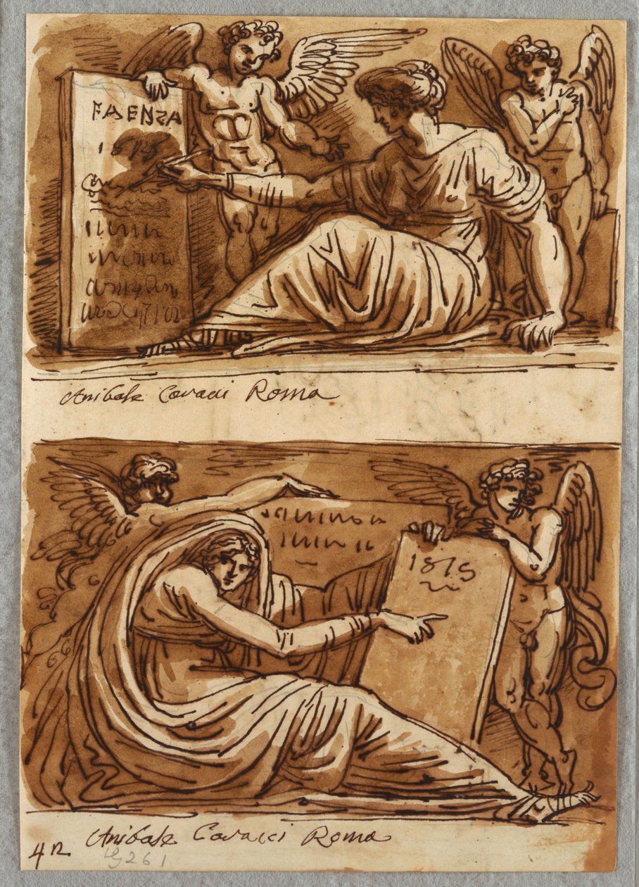 Due disegni di Sibille e due putti da Felice Giani