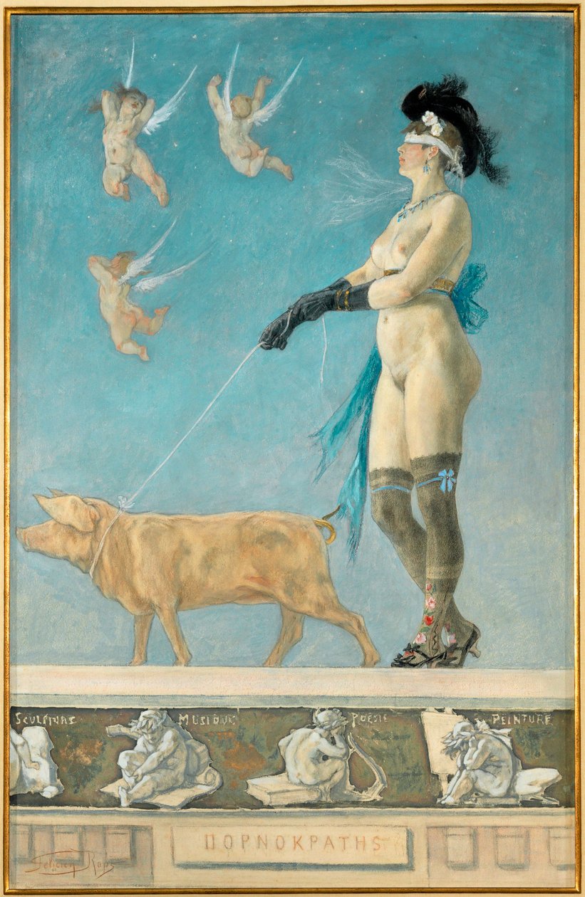 Pornokrates, immagine della donna come eterna tentatrice e figlia di Eva (pastello e gouache su carta) da Felicien Rops