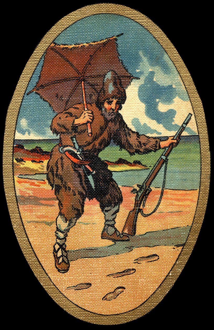 Robinson Crusoe: Illustrazione di Felician Myrbach Myrbach Rheinfeld (1853-1940) per il libro di Daniel Defoe Robinson Crusoe. Circa 1934 da Felicien baron de Myrbach Rheinfeld