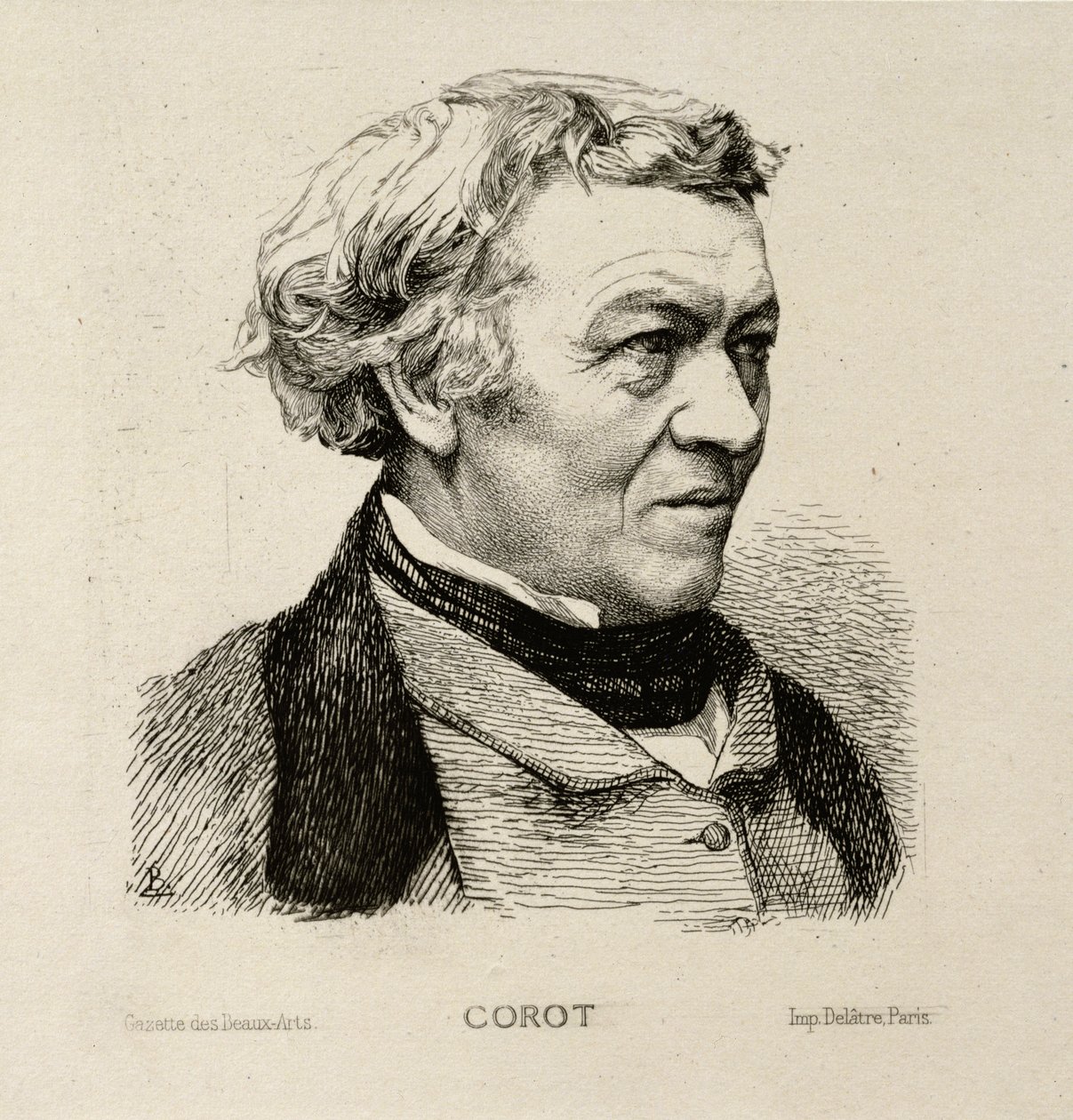 Ritratto di Camille Corot (1796-1875) 1861 da Felix Bracquemond