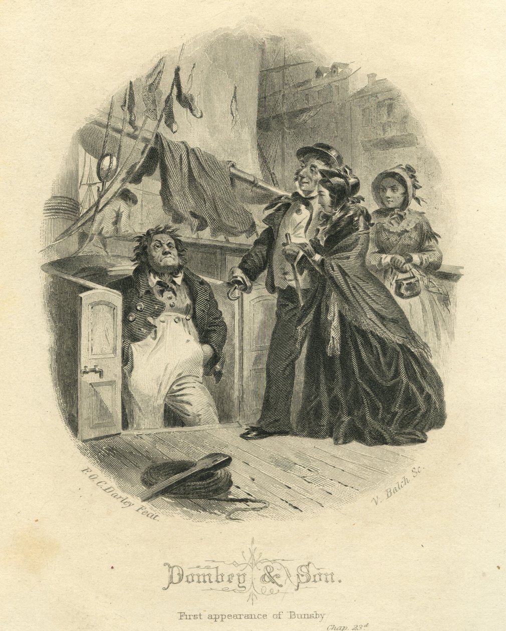 Dombey e figlio: prima apparizione di Bunsby, inciso da Vistus Balch da Felix Octavius Carr Darley