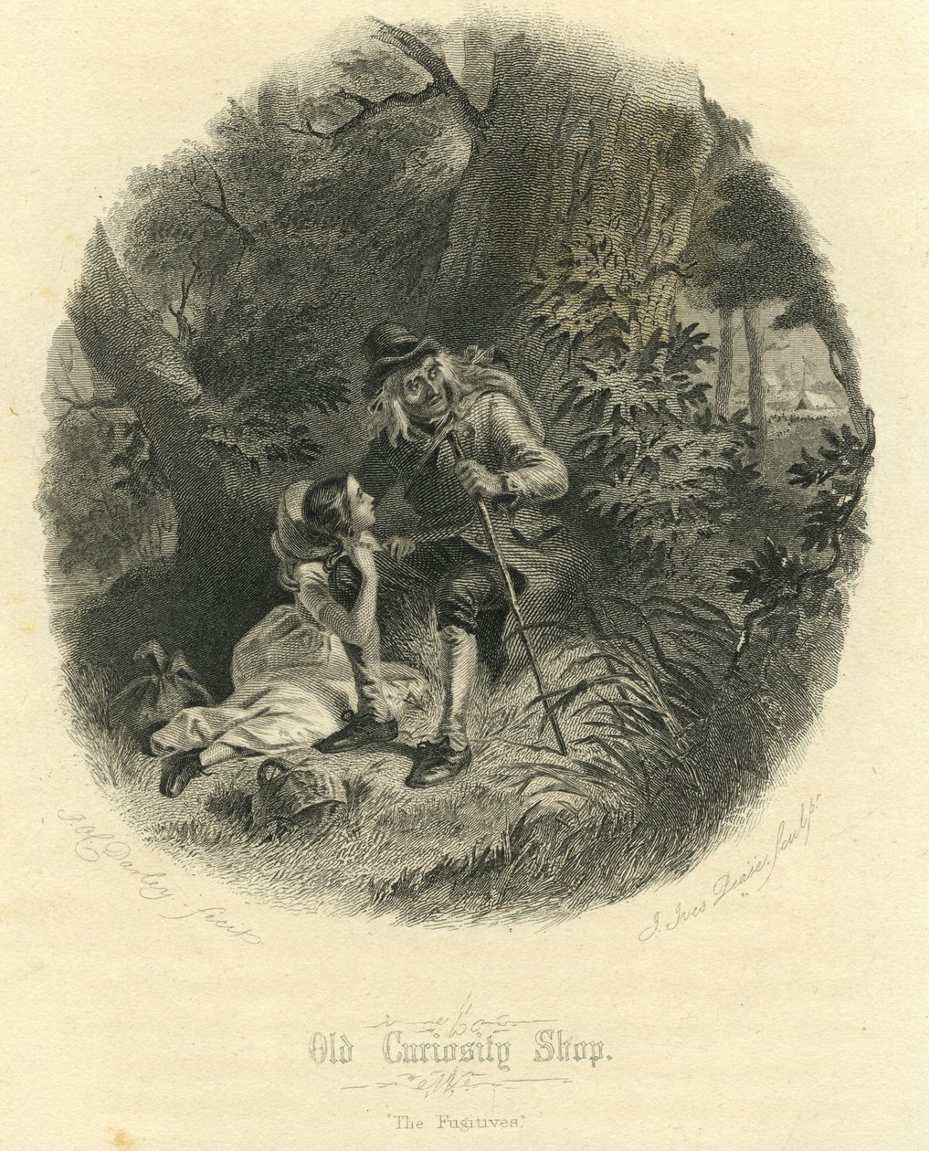 Vecchio negozio di curiosità: I fuggitivi, inciso da Joseph Ives Pease (1809-83), 1868 da Felix Octavius Carr Darley