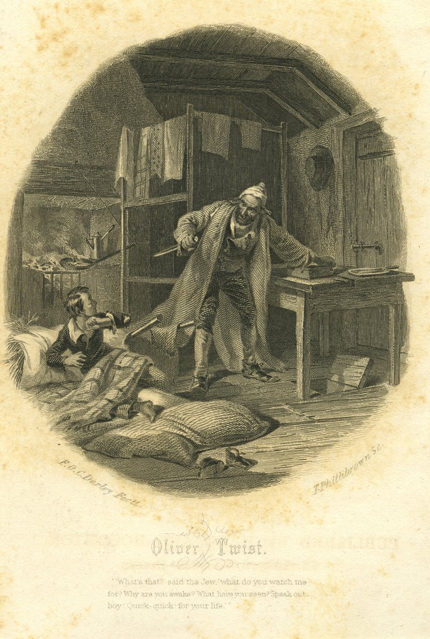 Oliver Twist e Fagin, inciso da T. Phillibrown da Felix Octavius Carr Darley