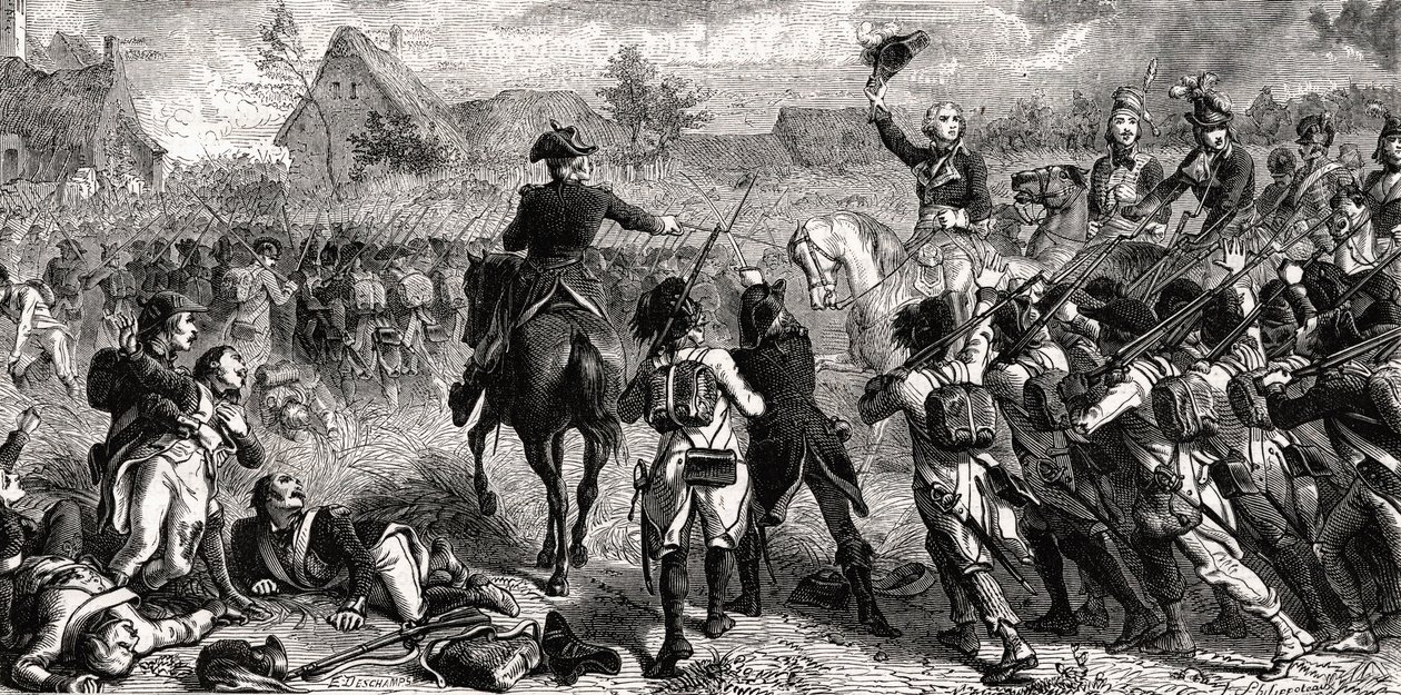 La battaglia di Fleurus, 26 giugno 1794, incisa da Emile Deschamps da Felix Philippoteaux
