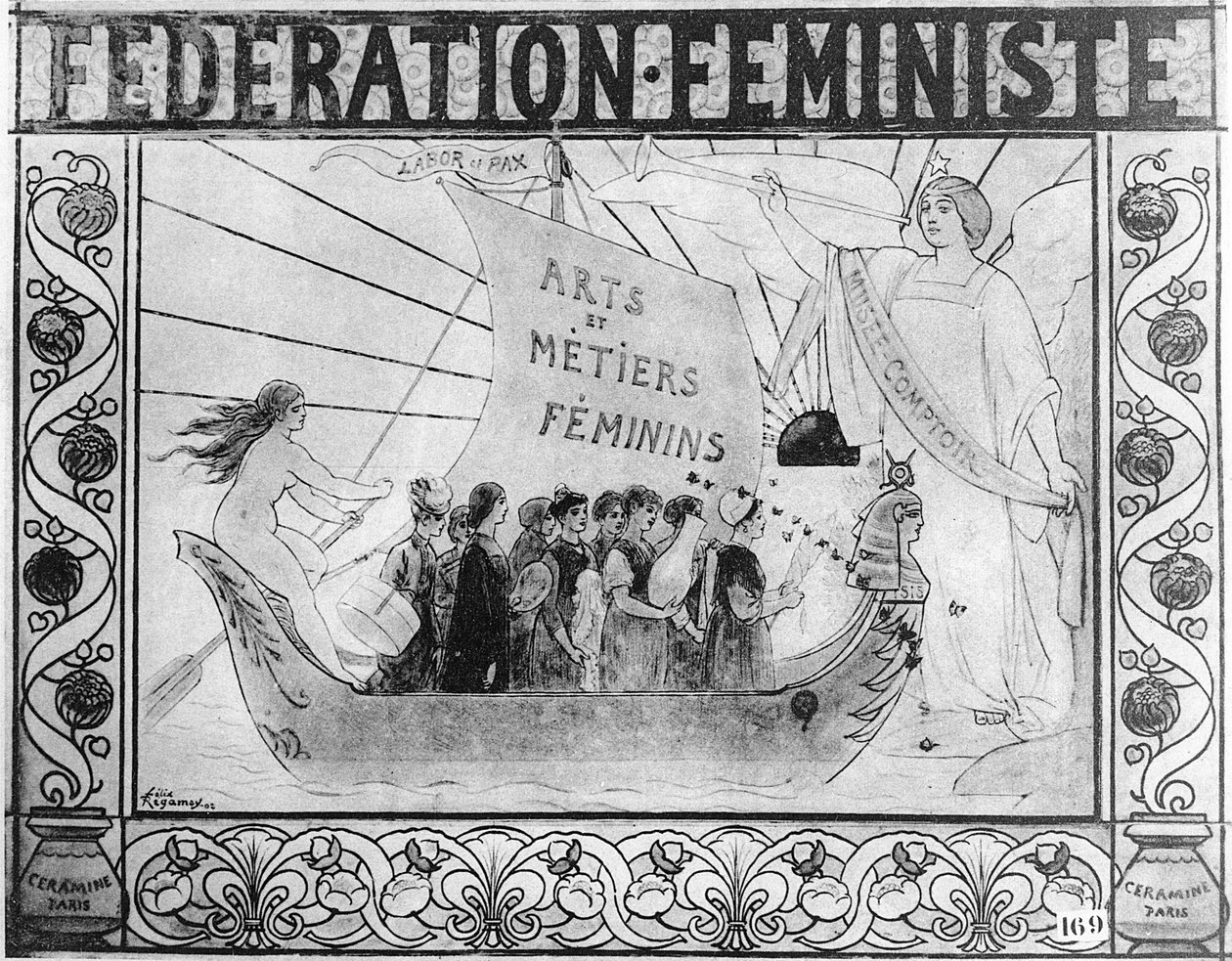Poster pubblicitario della Federazione Femminista, stampato da Ceramine, Parigi, 1902 da Felix Regamey