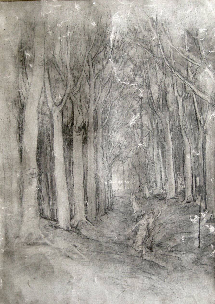 Studio di un boschetto di alberi a carboncino da Felix Resurreccion Hidalgo