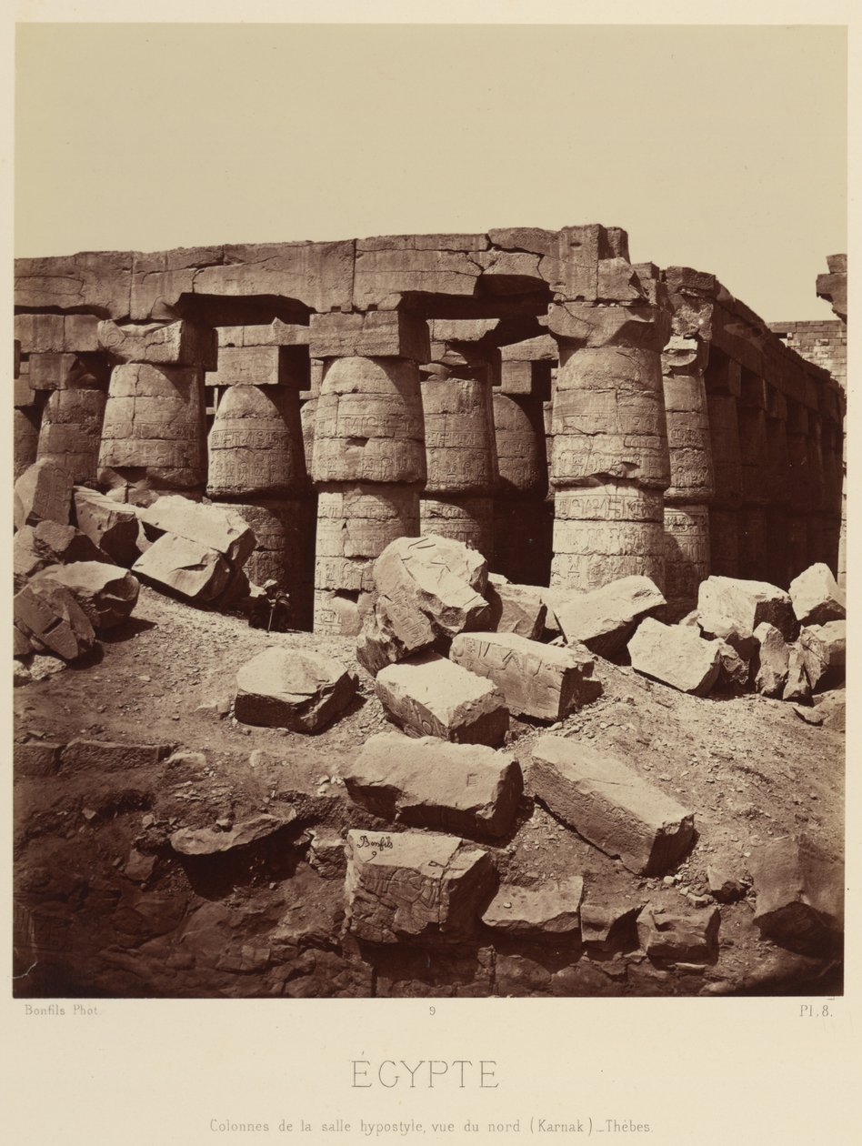 Colonne della sala ipostila, vista da nord. [Karnak, Tebe] da Félix Bonfils