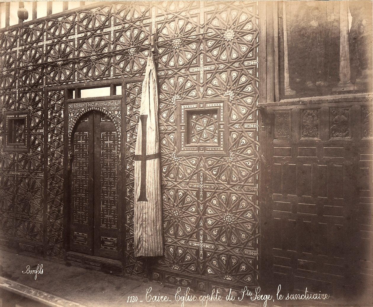 Iconostasi della chiesa copta di San Sergio al Cairo da Félix Bonfils