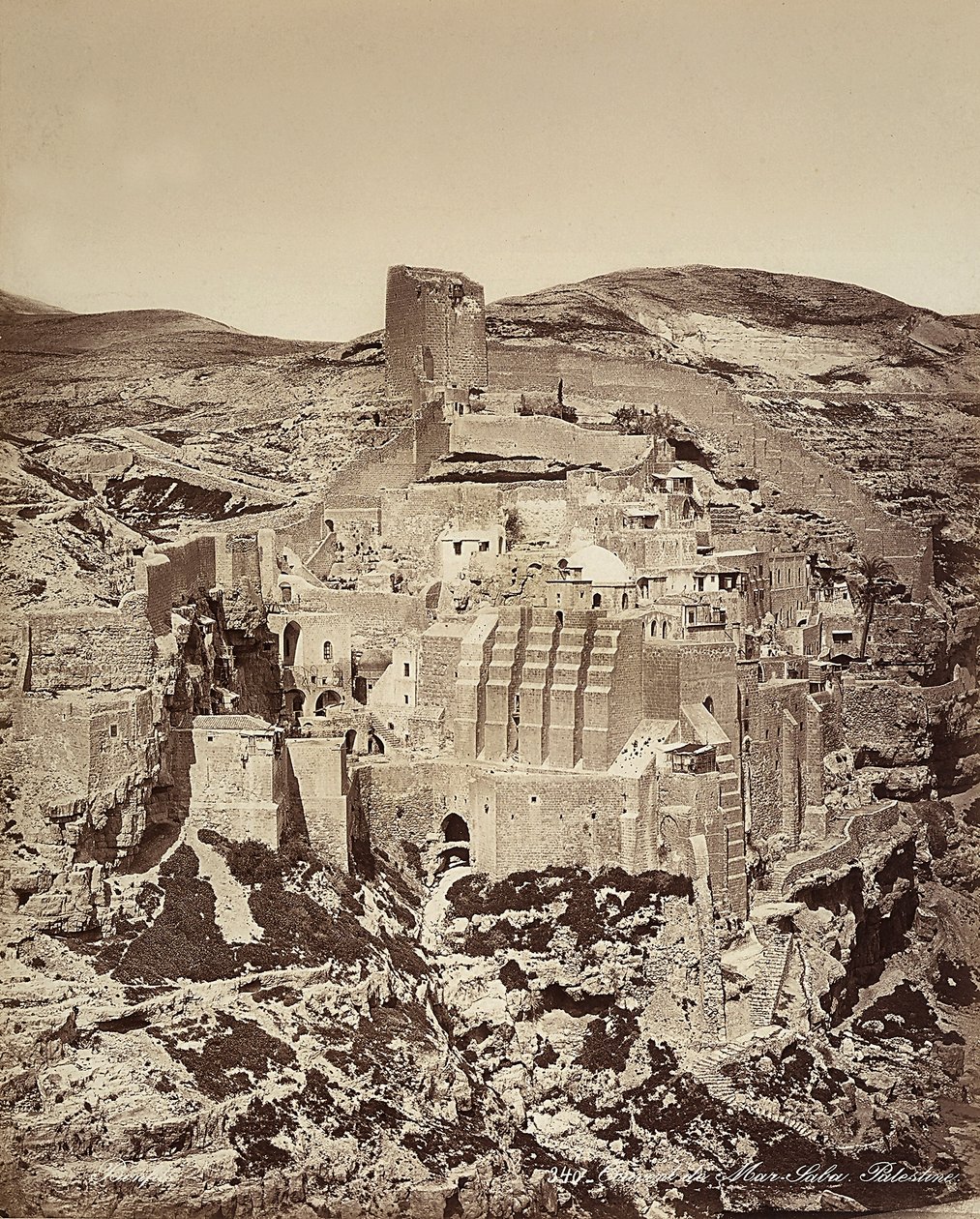 Vista del Convento di Mar Saba, in Israele da Félix Bonfils
