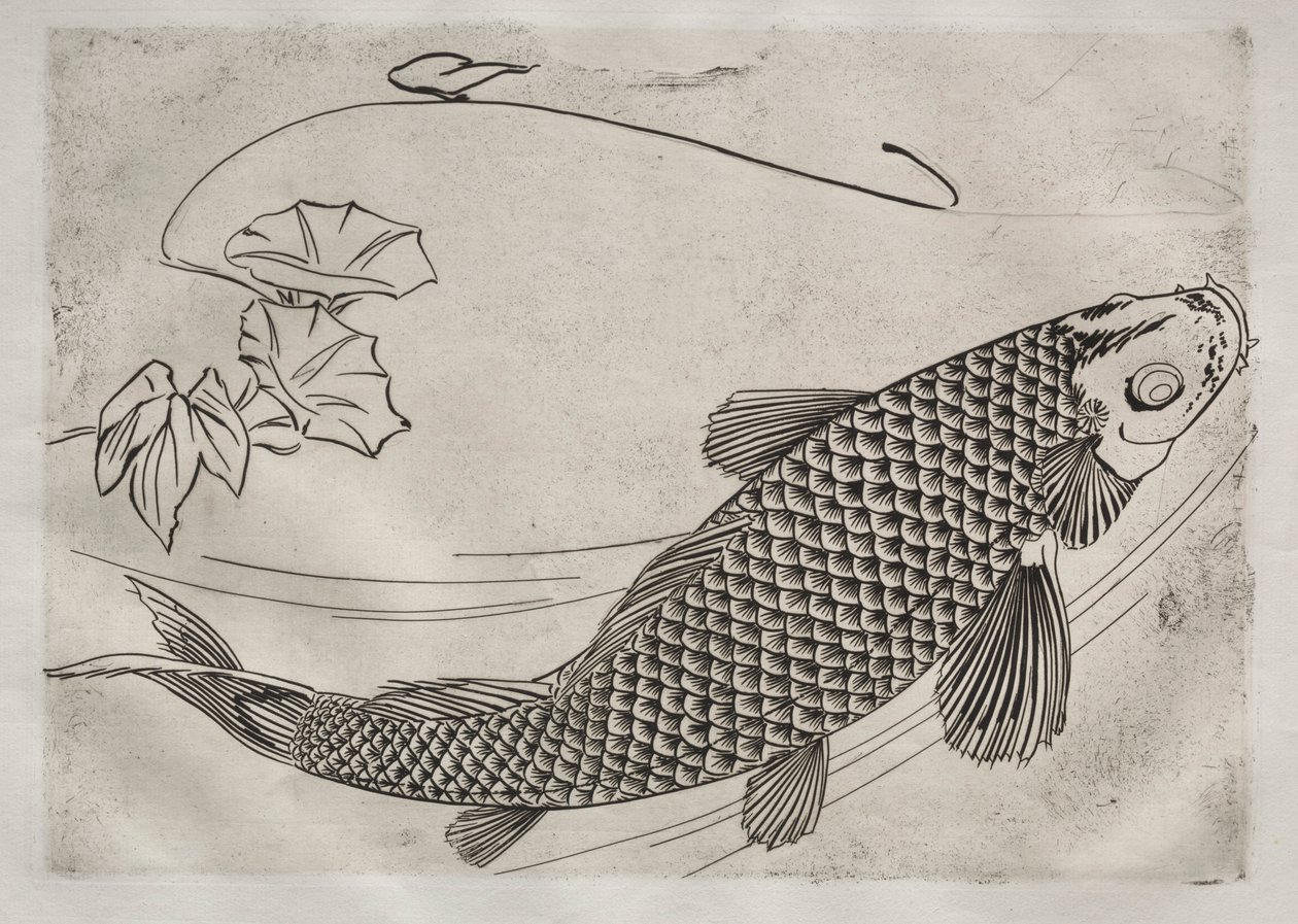 Servizio da tavola Rousseau: Grande pesce in stile giapponese n. 19, 1866 da Felix Bracquemond