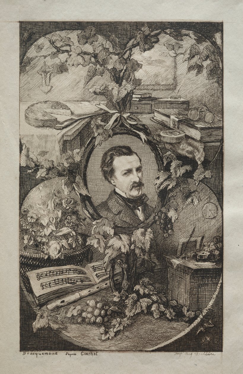 Frontespizio per Nuove Opere di Champfleury, Gli Amici della Natura: Ritratto di Champfleury da Felix Bracquemond