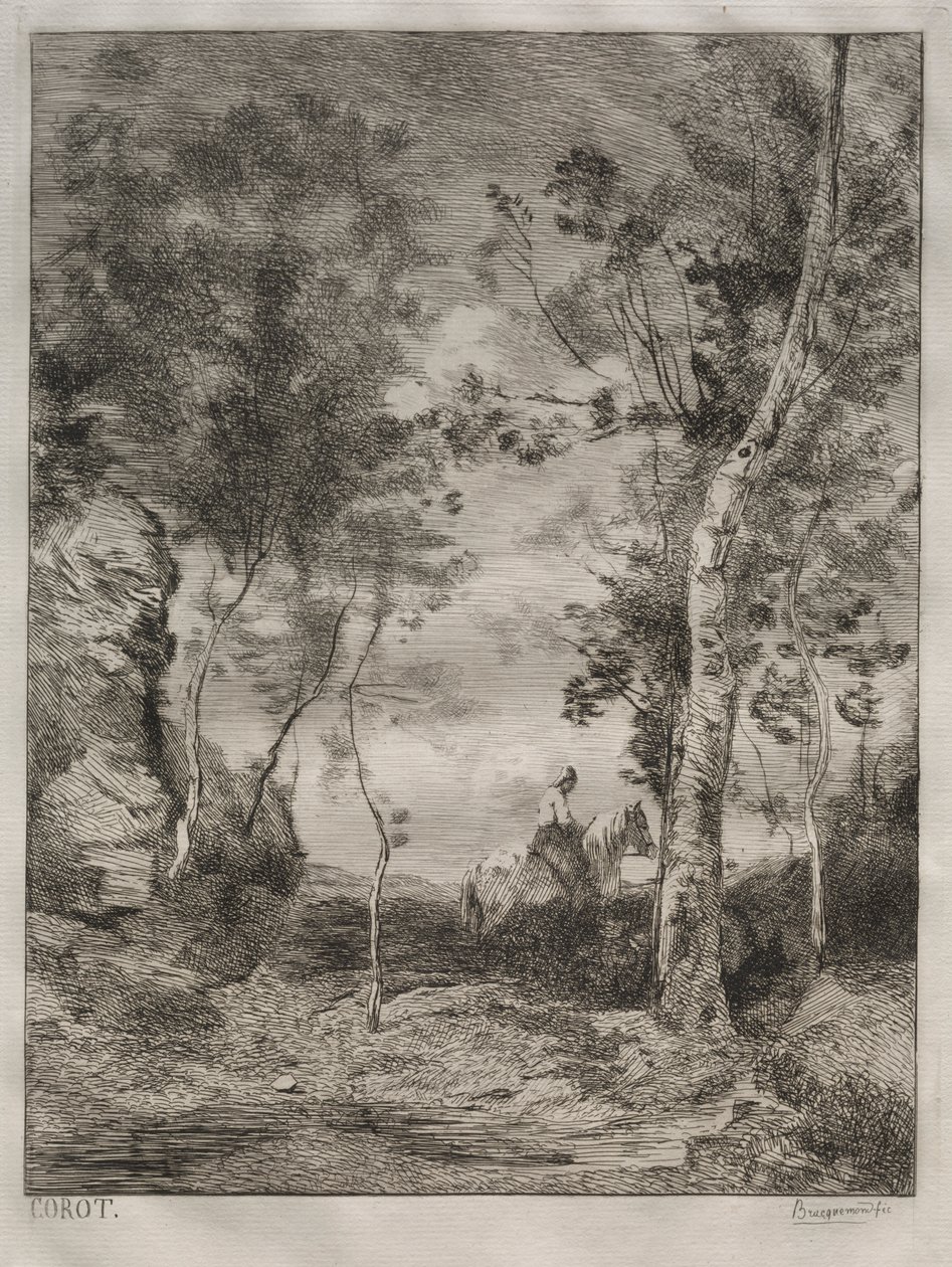 Paesaggio, o Il cavallo bianco, dopo Corot da Felix Bracquemond