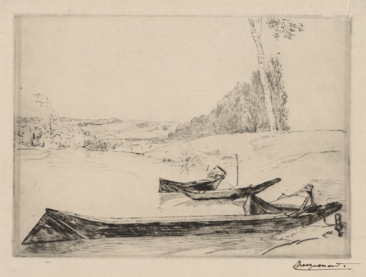 Piccole barchette sulle rive della Senna da Felix Bracquemond