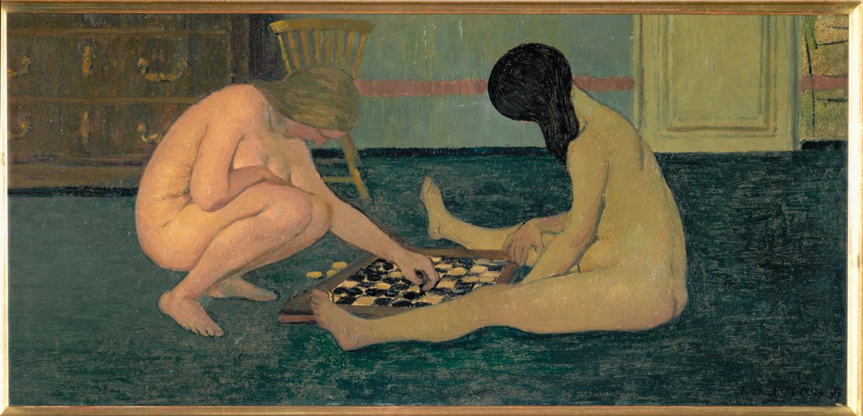 Donne nude che giocano a dama da Felix Edouard Vallotton