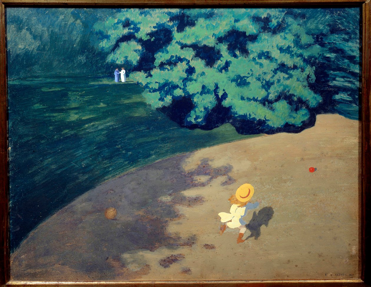 Il ballo o angolo del parco con bambino che gioca a palla da Felix Edouard Vallotton