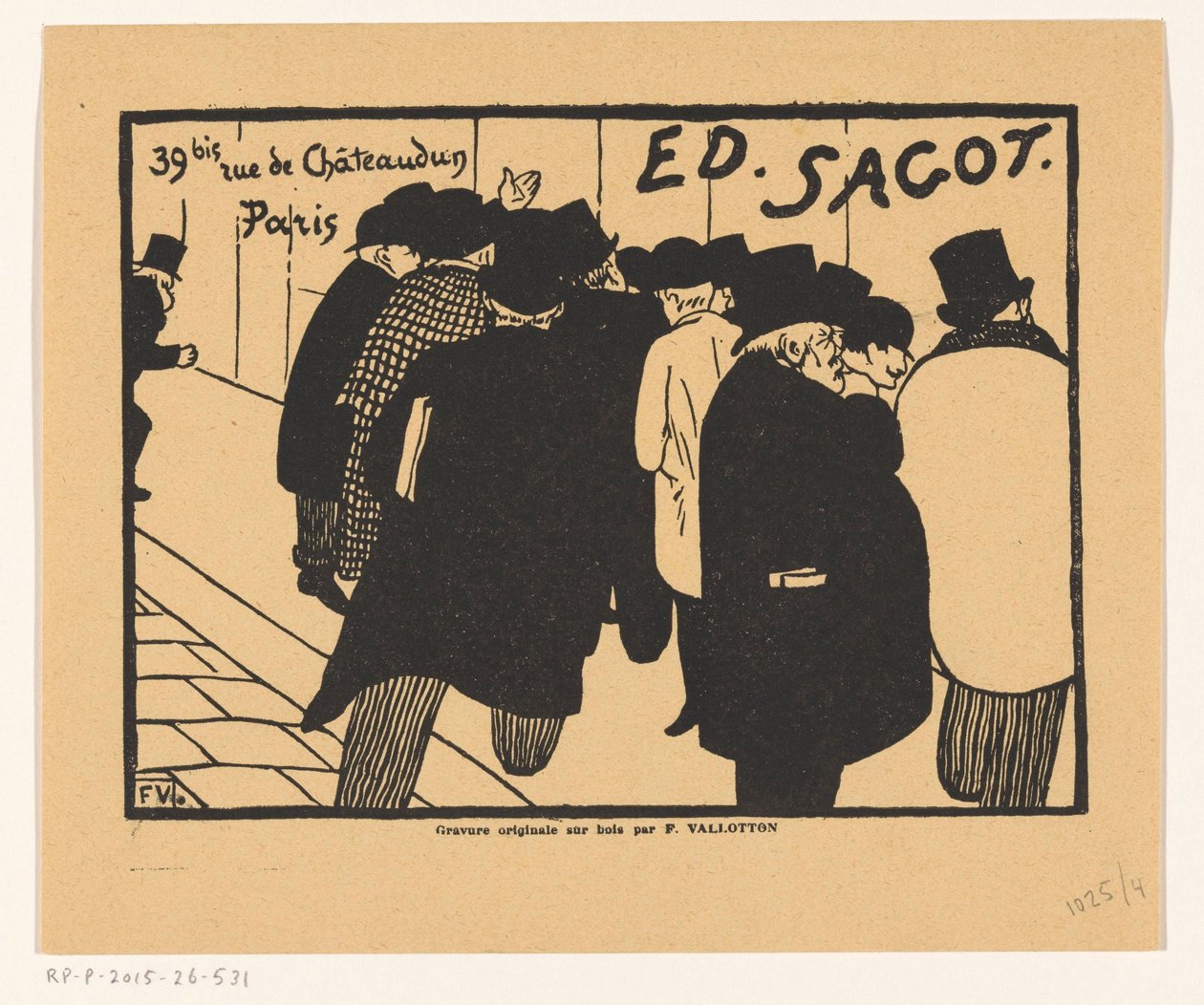 Biglietto da visita del mercante di stampe Edmond Sagot a Parigi da Felix Edouard Vallotton