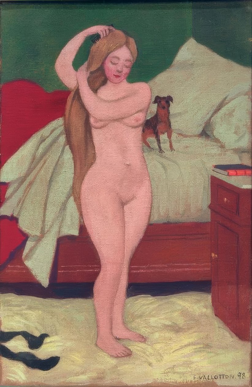 Nudo femminile che si pettina, interno da Felix Edouard Vallotton