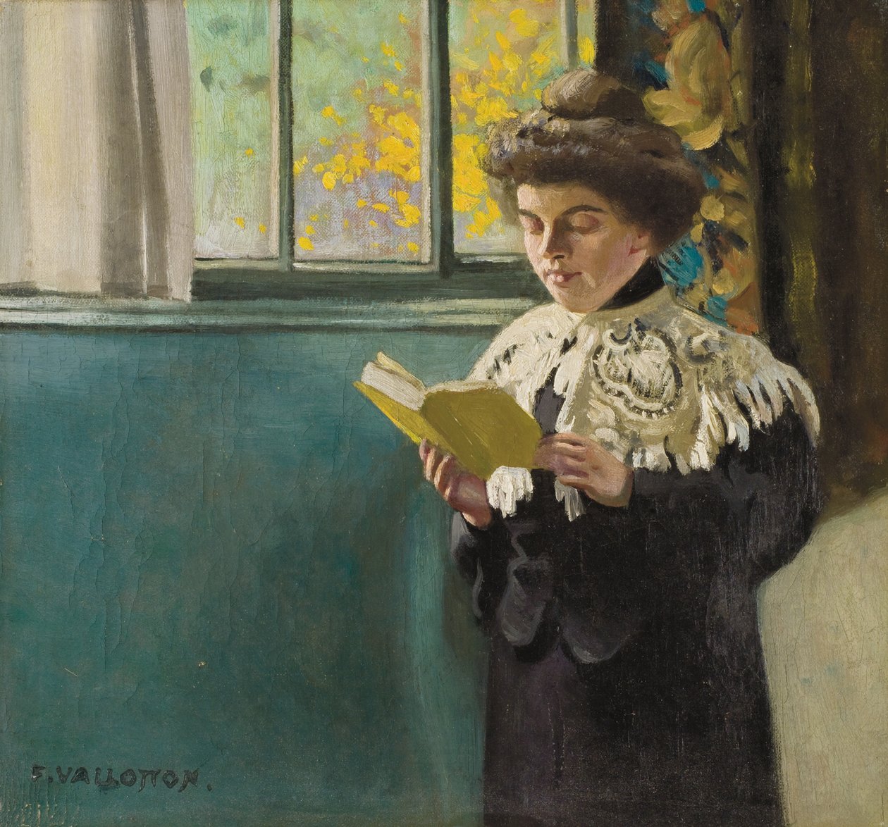 Donna che legge vicino a una finestra da Felix Edouard Vallotton