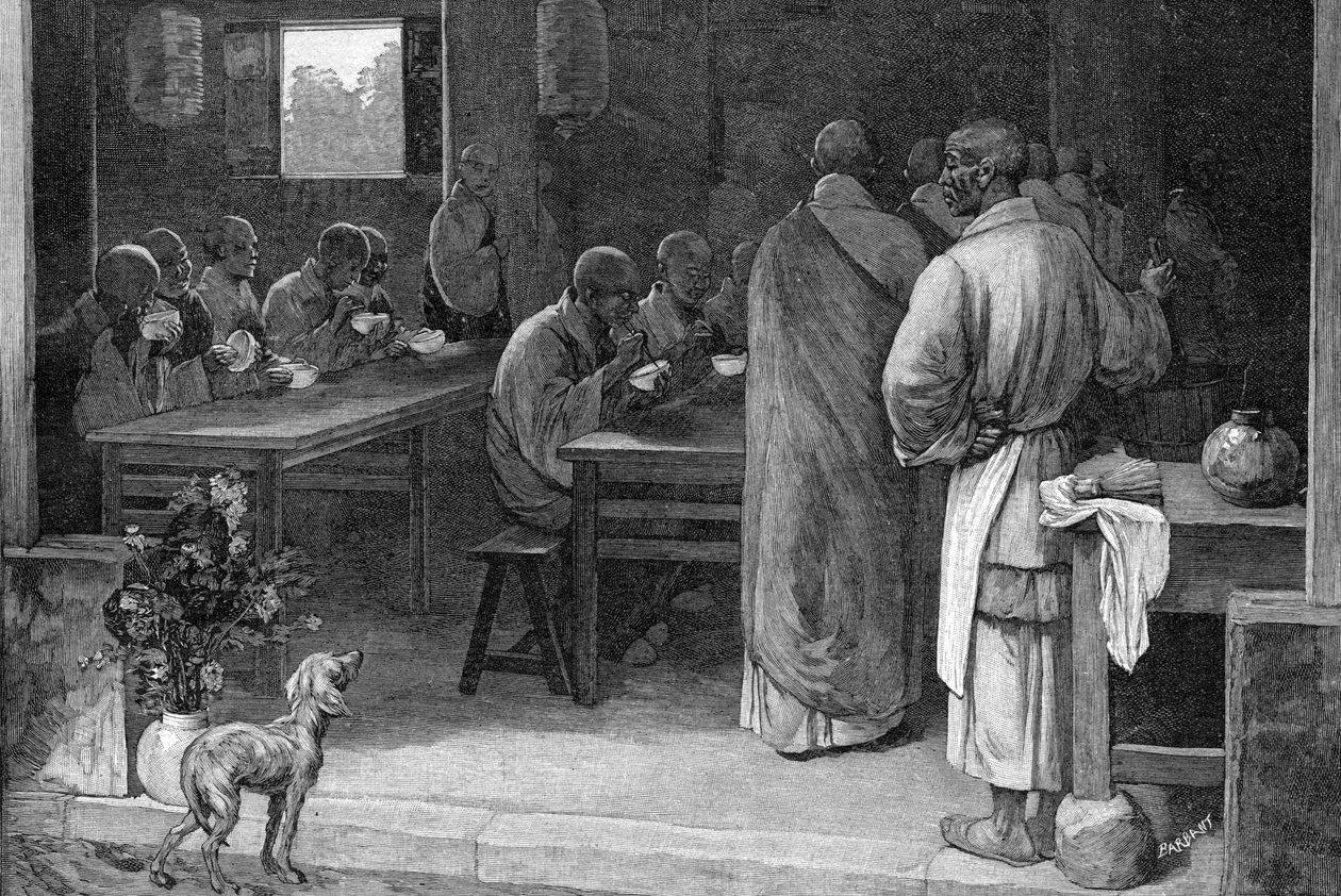 Refettorio in un monastero buddista da Felix Elie Regamey