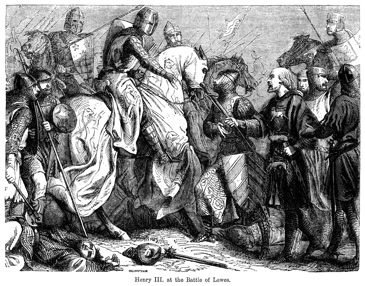 Enrico III alla battaglia di Lewes, 14 maggio 1264 da Felix Henri Emmanuel Philippoteaux
