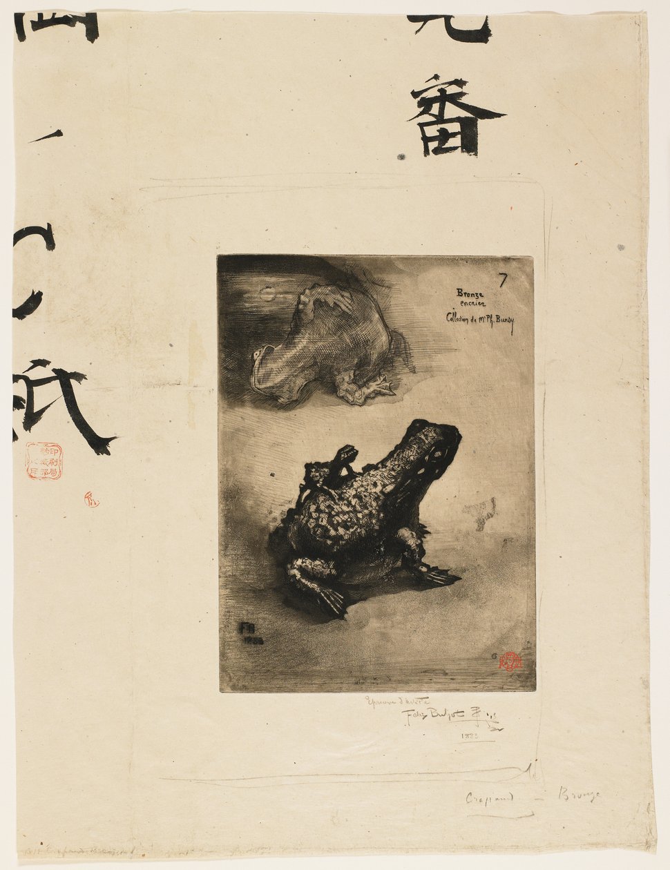 Calamaio a forma di rana in bronzo, 1883 da Felix Hilaire Buhot