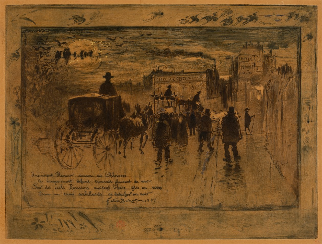 Convoi Funèbre au Boulevard de Clichy, 1887 da Felix Hilaire Buhot