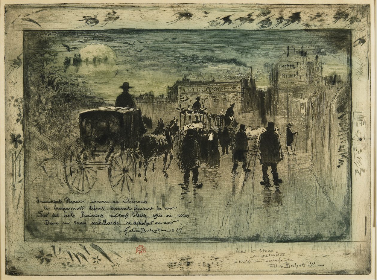 Processione funebre sul Boulevard de Clichy, 1887 da Felix Hilaire Buhot
