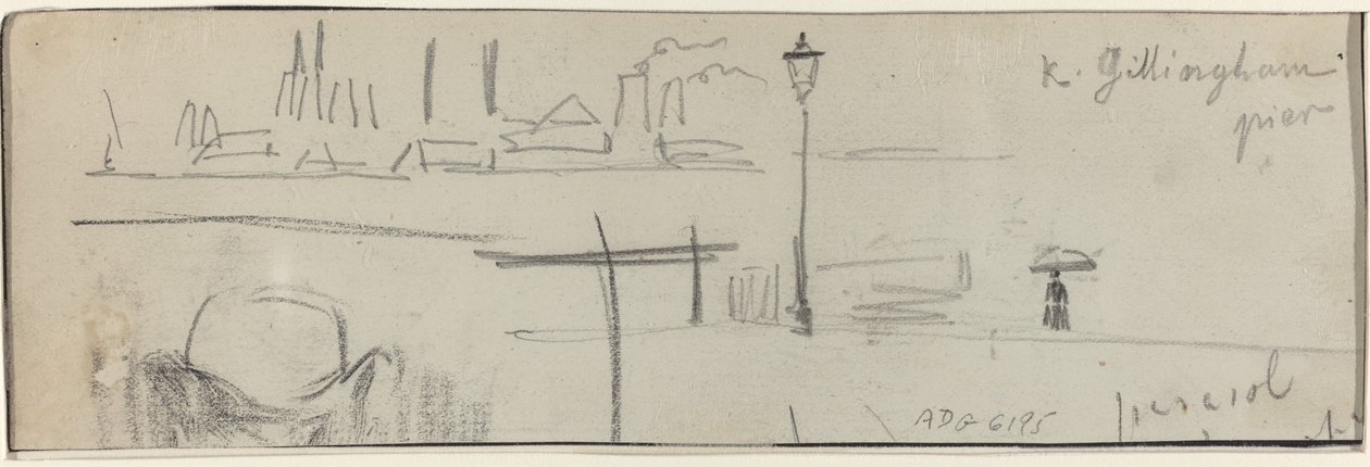 Gillingham Pier, Londra [verso], c. 1884 da Felix Hilaire Buhot