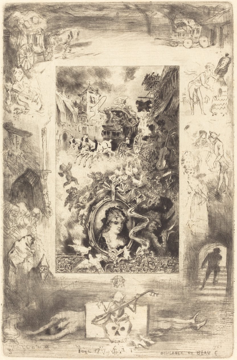 La Diligence de Beaucaire, c. 1885 da Felix Hilaire Buhot