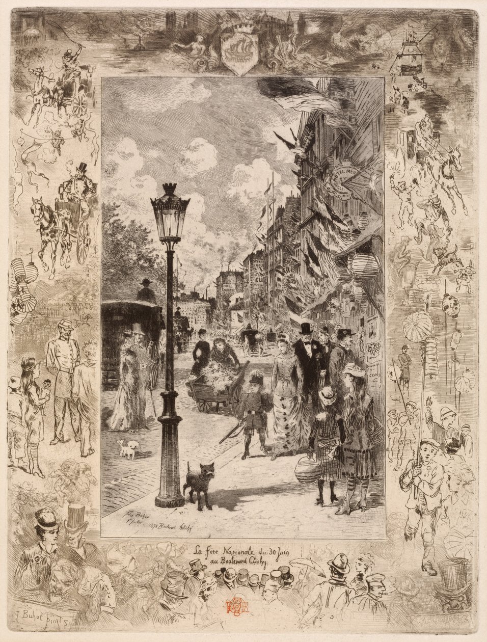 La Festa nazionale al Boulevard Clichy da Felix Hilaire Buhot