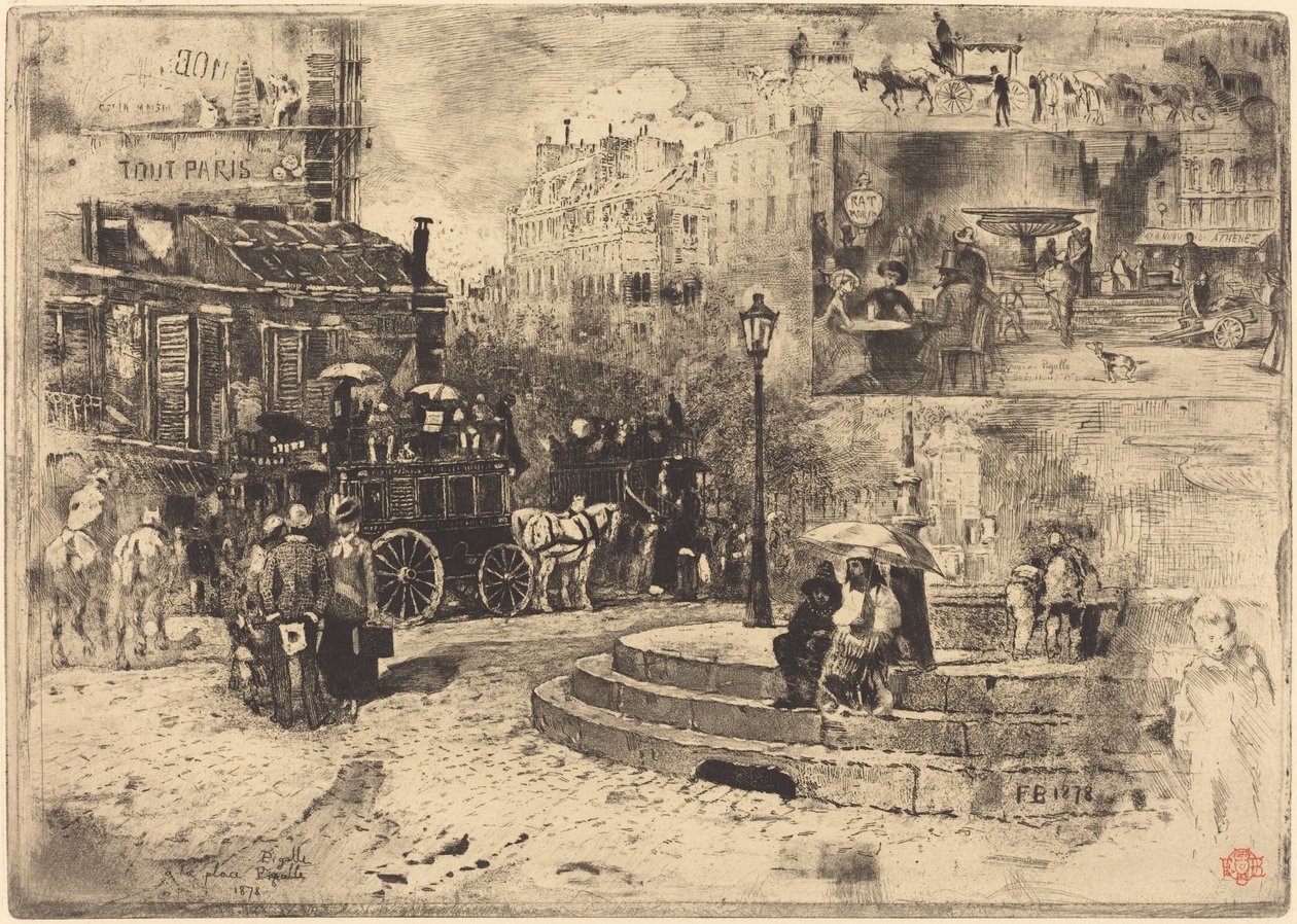 La Place Pigalle nel 1878 da Felix Hilaire Buhot