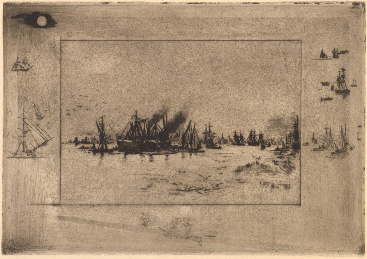 Il porto con i gabbiani, 1886 da Felix Hilaire Buhot
