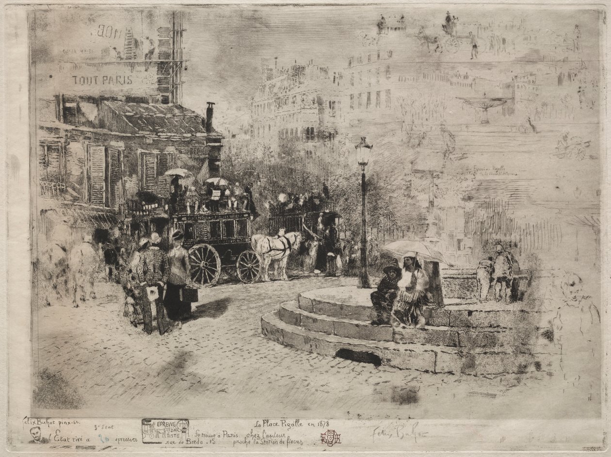 Place Pigalle nel 1878 da Felix Hilaire Buhot