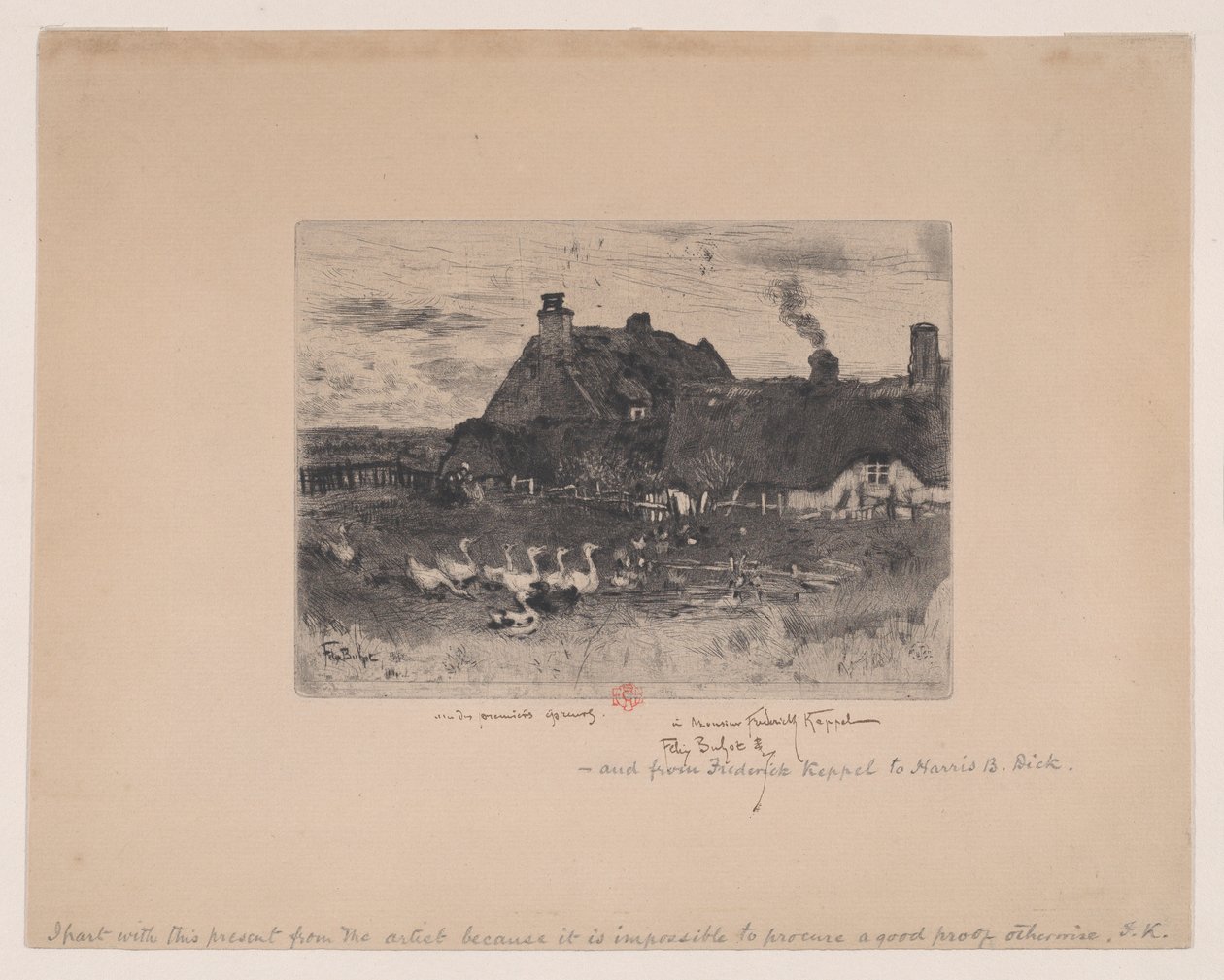 Piccoli cottage con tetto di paglia Les Petites Chaumières, 1878 da Felix Hilaire Buhot