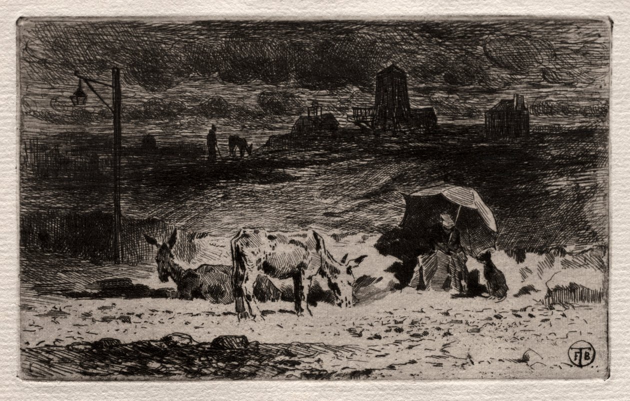 Gli asini alla Collina delle Cailles, c. 1875 da Felix Hilaire Buhot