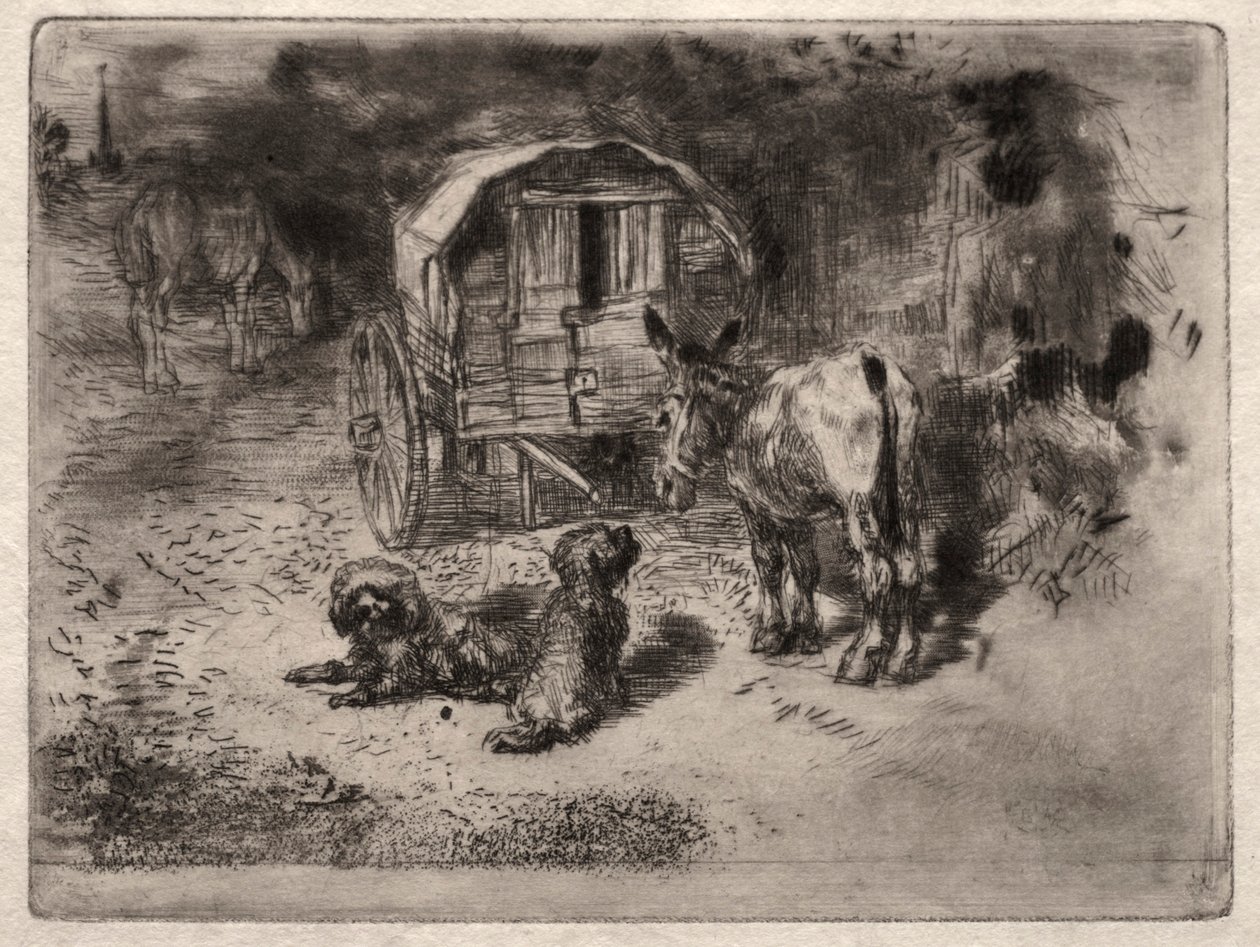 I Guardiani della Casa, o gli Amici del Saltimbanco, c. 1875 da Felix Hilaire Buhot