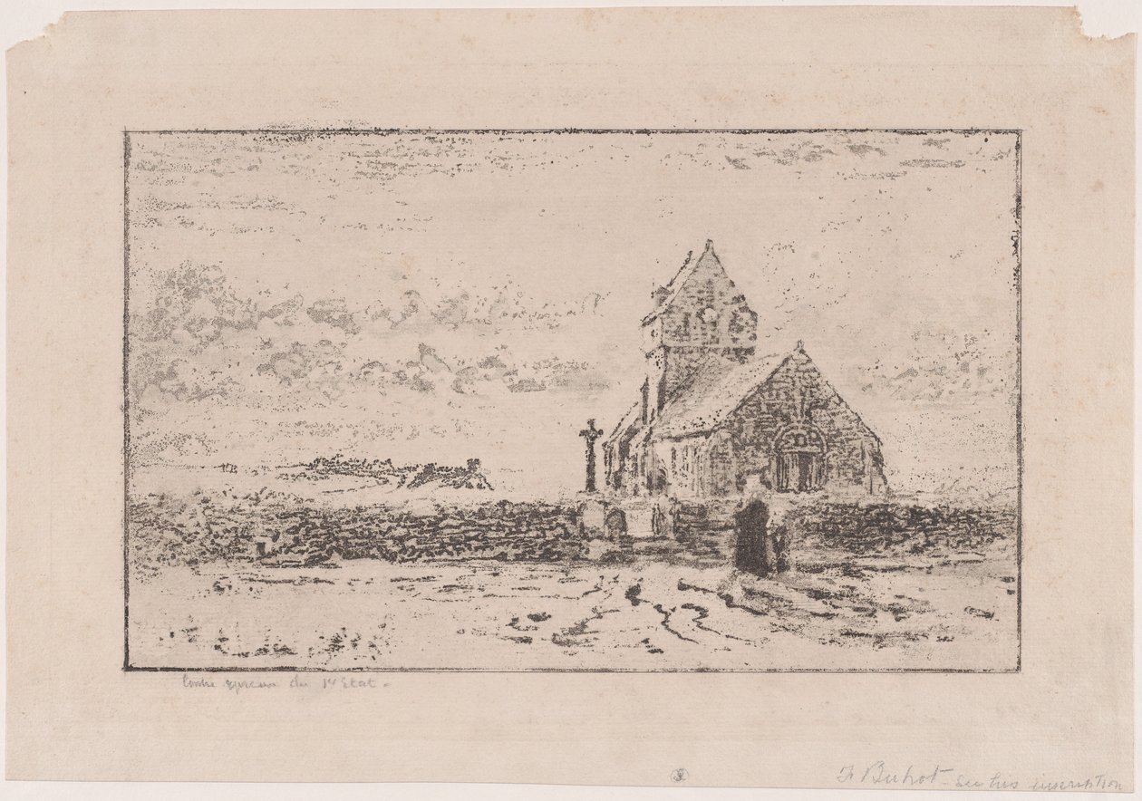La chiesa di Jobourg da Felix Hilaire Buhot