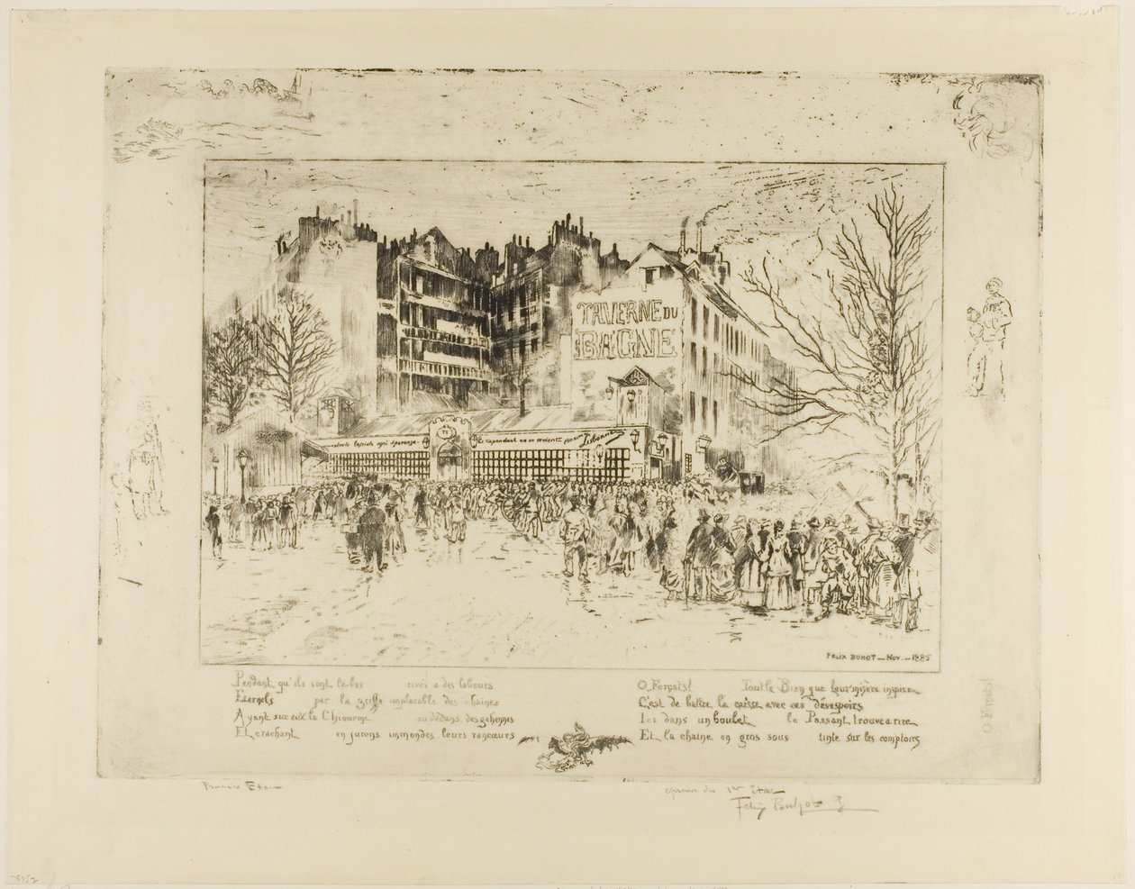 La Place des Martyrs e la taverna della prigione da Felix Hilaire Buhot