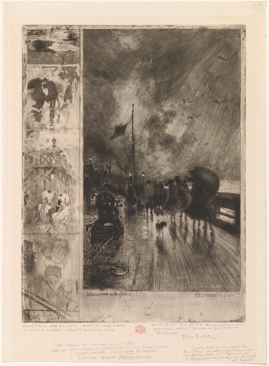 Uno sbarco in Inghilterra, 1879 da Felix Hilaire Buhot