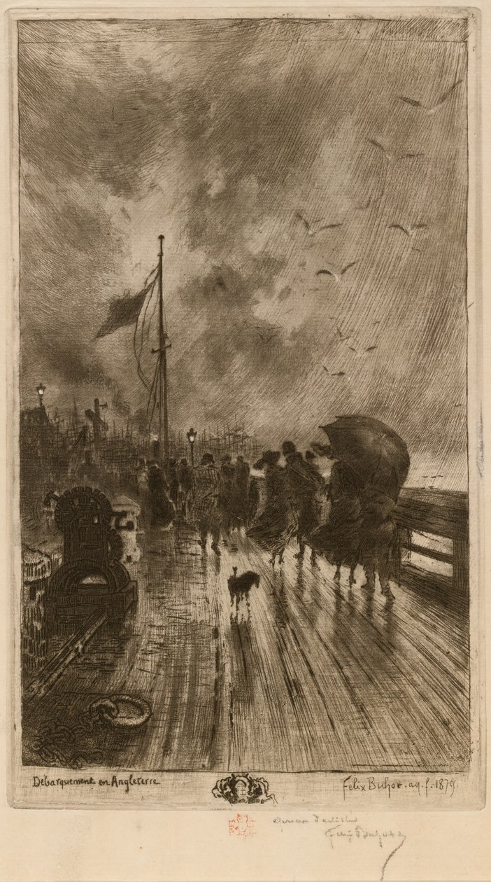 Un Débarquement en Angleterre, 1879 da Felix Hilaire Buhot