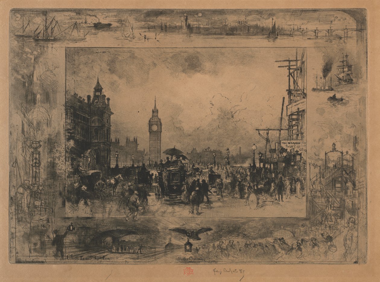 Ponte di Westminster, o Torre di Westminster da Felix Hilaire Buhot
