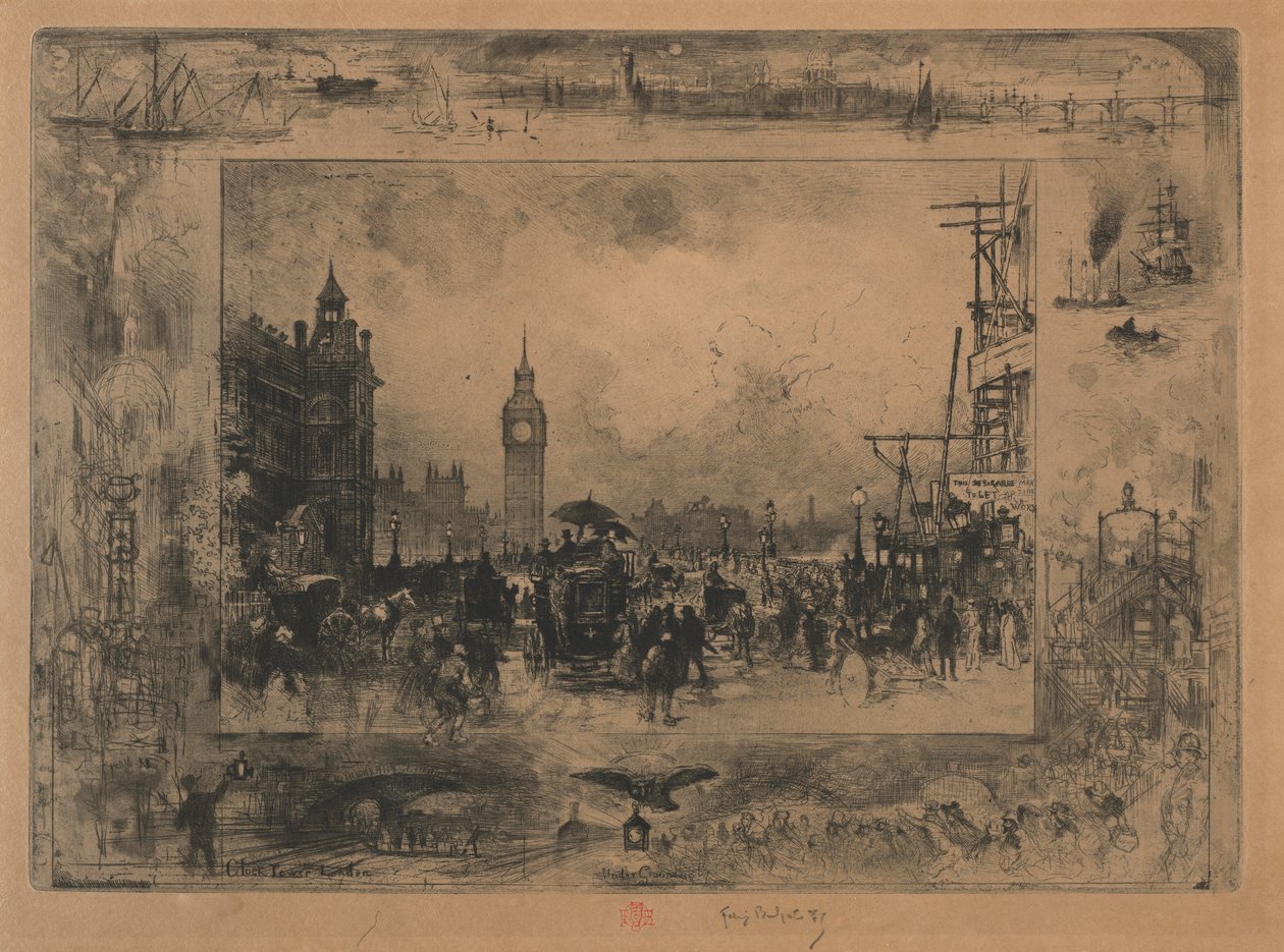 Ponte di Westminster, 1884 da Felix Hilaire Buhot