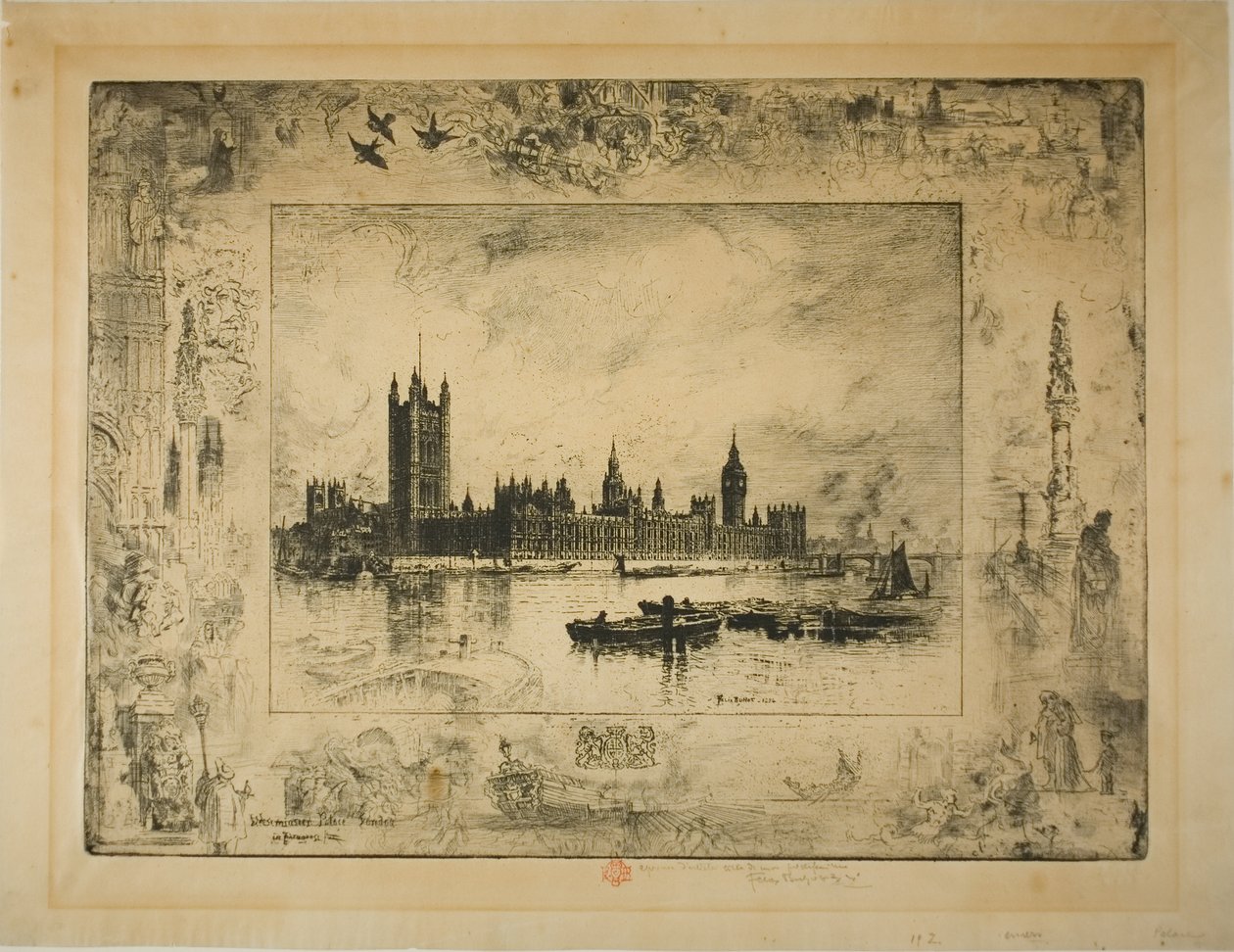 Palazzo di Westminster, Londra da Felix Hilaire Buhot