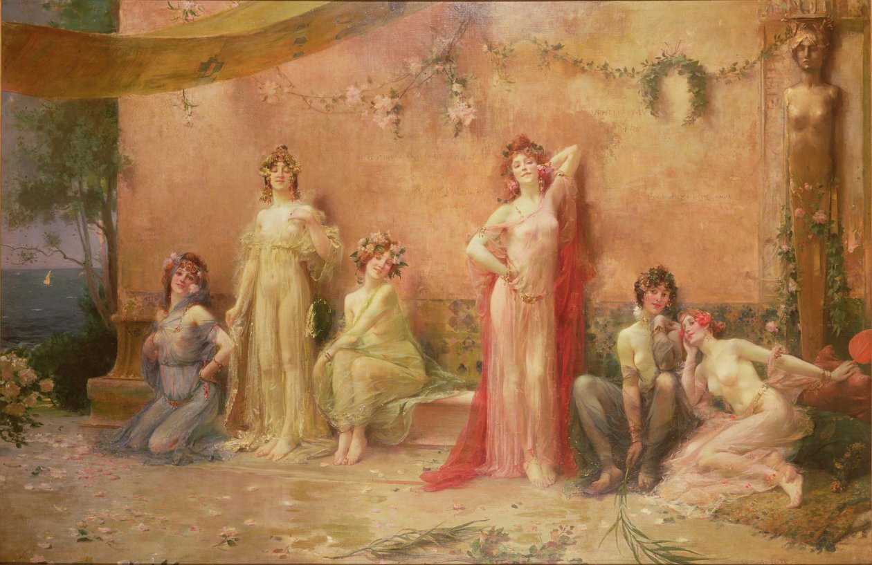 Le Tentatrici Davanti a un Muro Coperto di Graffiti da Felix Hippolyte Lucas