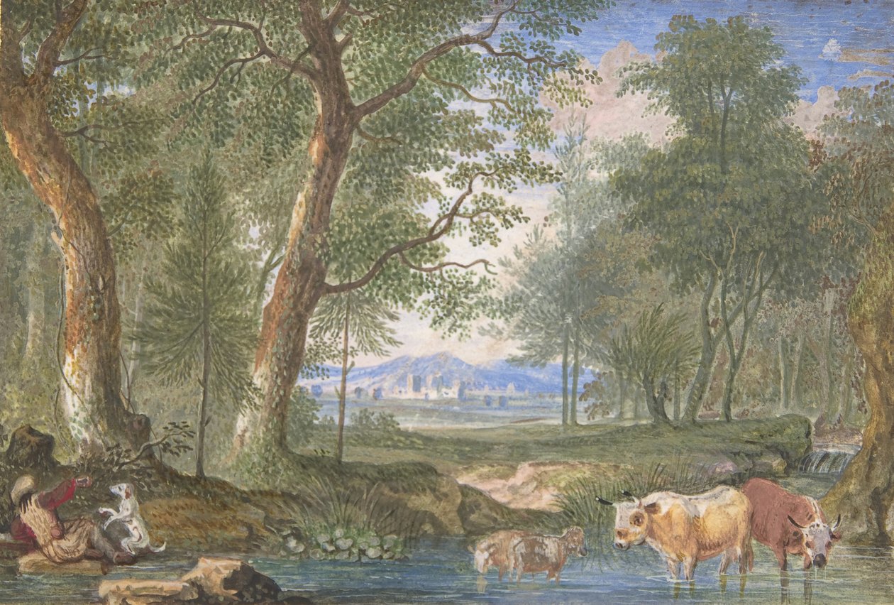 Paesaggio con Mucche in un Ruscello, 1698 da Felix Meyer