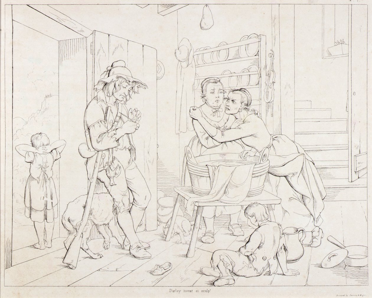 (Rip Van Winkle, illustrazione) Rip assillato da sua moglie da Felix Octavius Carr Darley