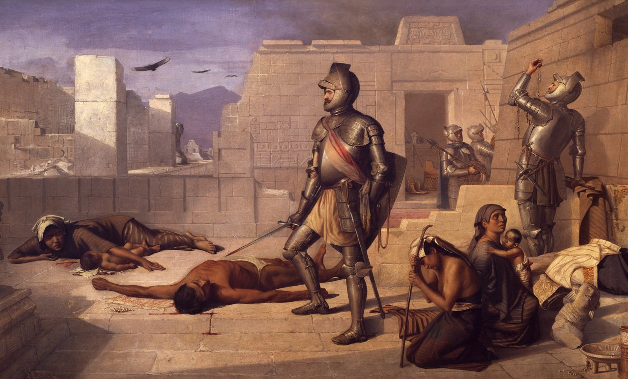 Massacro di Chobala durante la conquista spagnola, di Felix Parra da Félix Parra
