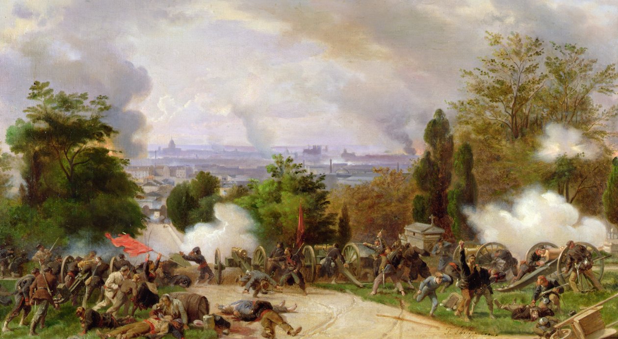 Combattimenti nel cimitero di Père Lachaise nel 1871 da Felix Philippoteaux