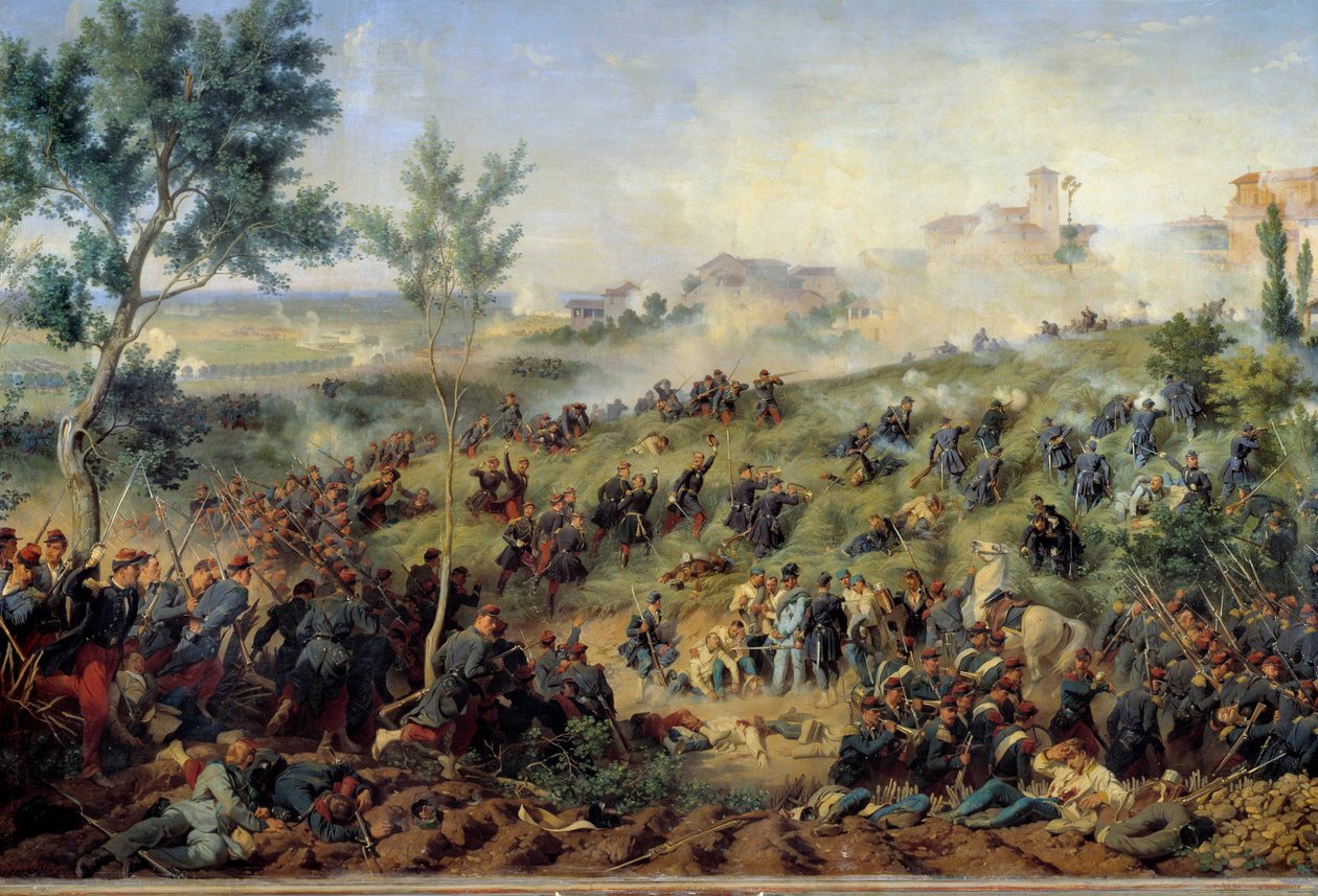 Vista della Battaglia di Montebello di Casteggio, 20 maggio 1859 da Felix Philippoteaux